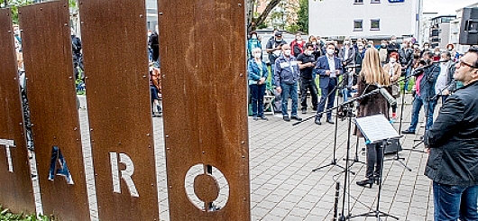 Kundgebung am Gerda-Taro-Platz gegen Rassismus und Faschismus